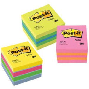 Post-It 2051-U, Quadratisch, Blau, Grün, Pink, Gelb, Papier, 51 mm, 51 mm, 400 Blätter