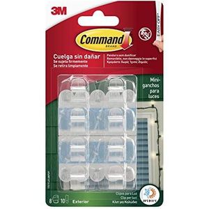 Command 17017AW 17017 AW – 8 haken Outdoor kabelklemmen transparant met witte strips, set van 8 stuks