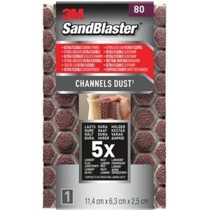 3M™ SandBlaster™ Ultra Flexible Schuurspons, 980SBE, P80, 11,4 x 6,3 x 2,5 cm,1 kaart