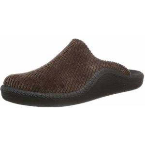 Romika Mokasso 220 Pantoffels voor heren, echt leer, comfortabele corduroy slippers van badstof, bruin 300, 47 EU Breed