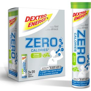 Dextro Energy Zero Calories Lime - Elektrolyten Sportdrank - Suikervrij - Electrolytes Drink - 3 x 20 tabletten (30 Liter)