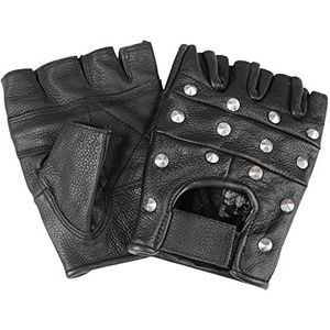 Mil-Tec Vingerloze leren handschoenen met klinknagels, zwart, L