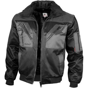 Qualitex Workwear Pilotenjacke Pilotenjacke zweifarbig schwarz/grau, Gr. 3XL