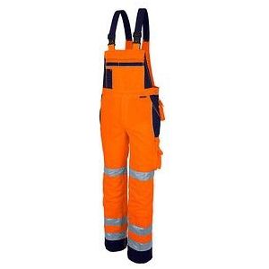 QUALITEX® unisex Warnschutz-Latzhose orange, marine Größe 56