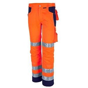 QUALITEX® unisex Warnschutzhose orange, marine Größe 44