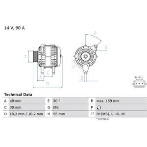 Driefasige generator BOSCH 0 986 049 211