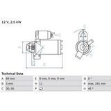 Bmw - Startmotor - 12 Volt - Bosch 2202 - 2,2 kW - Rechts