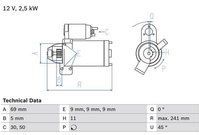 Bmw - Startmotor - 12 Volt - Bosch 2202 - 2,2 kW - Rechts