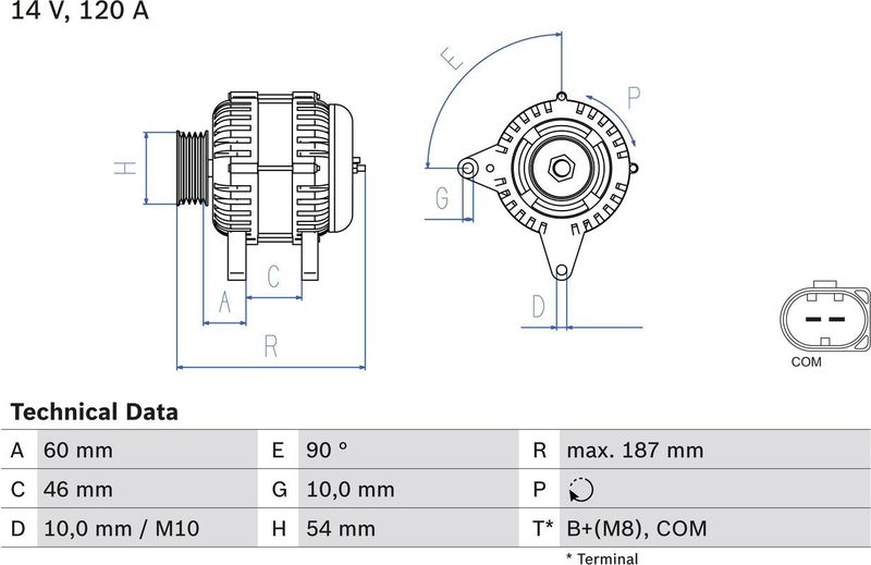 BMW - Bosch 8035 - Dynamo - 14 Volt - Laadstroom 170 A - Dubbele Zwaaiarm