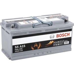 Bosch Silver Auto Accu S5a15 - 105ah - 950a - Aangepast Voor Voertuigen Met Start-Stopsysteem Alpina, Audi, Bentley, Bmw, Citroen, Fiat, Hyundai, Iveco, Jeep, Mazda, Mercedes-Benz, Nissan, Opel, Peugeot, Porsche, Rolls-Royce, Volkswagen Bosch S5a15