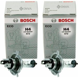 Bosch Gloeilamp, 2x Verstraler, voertuiglamp, H4, 12V, 55W, P43t, Halogeen