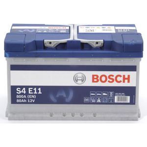 Bosch Blue Auto Accu S4e11 - 80ah - 800a  - Aangepast Voor Voertuigen Met Start-Stopsysteem Alfa Romeo, Alpine, Audi, Bmw, Chevrolet, Dodge, Fiat, Ford, Jeep, Land Rover, Mercedes-Benz, Mini, Nissan, Opel, Porsche, Seat, Toyota, Volkswagen Bosch S4e11
