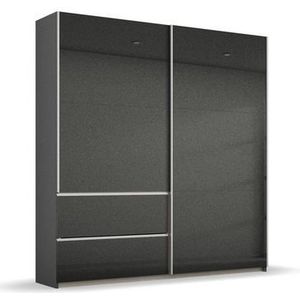 Rauch Möbel Sevilla schuifdeurkast met aluminium handgrepen, 2 deuren en 2 kledingstangen, 175 x 210 x 59 cm, grijs metallic