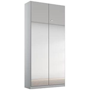 Rauch Möbel Draaideurkast Alabama grijs met spiegel, 2 deuren, hoogwaardige accessoireset, 1 kledingstang, 2 planken, 2 laden, 91 x 229 x 54 cm