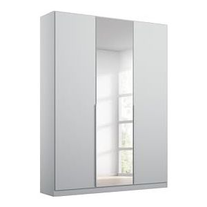 Rauch Möbel Alabama vleugeldeurkast zijdegrijs met spiegel, 3 deuren, Classic accessoireset, 2 kledingstangen, 7 legplanken, B x H x D: 136 x 229 x 54 cm