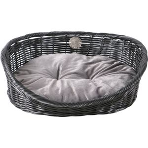 D&d Home - Dierenkussen - Hond - Rustic Rattan Met Kussen Xs - 43x36x15cm Zwart/antraciet - 1st