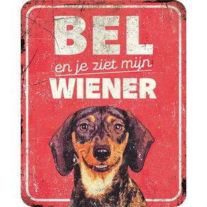 D&D Home, Dakshund waarschuwingsbord NL, 25 x 20 x 0,3 cm, rood, schild, rood, hond