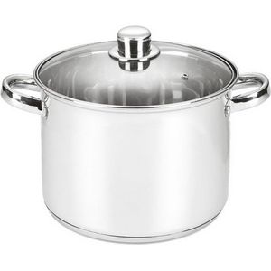 Michelino RVS Soeppan Glazen Deksel Vaatwasserbestendigd 8 Liter