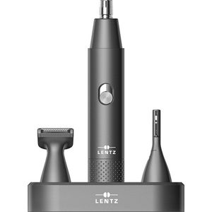 LENTZ Neushaartrimmer set 3-delig - 2 Opzetstukken - Grijs