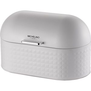 Michelino Vershouddoos - Broodtromel - Met deksel - Metaal - Wit - 3,5 x 19,5 x 20 cm