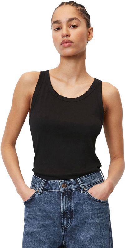 MARC O'POLO DENIM Top met bandjes, basic damestop, mouwloos bovendeel van ribjersey, maat, zwart, XXS