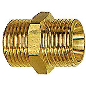 RIEGLER 101145-252.07/5 dubbele draadnippel, cilindrisch, G 2 a, G 2 a, SW 62, messing, 1 stuk