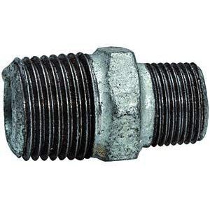 Dubbele schroefdraad 245, AG/AG, reducerend, R 1, R 1/2, bedrijfstemperatuur -20 °C tot 300 °C, zwart getemperd, thermisch verzinkt