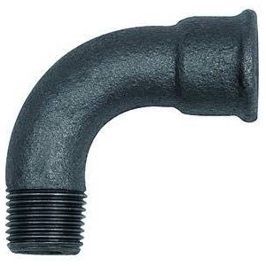 Boog 1, 90°, lang, Rp 3/8 i, R 3/8 a, gietijzer zwart, bedrijfstemperatuur -20 °C tot 300 °C, ISO 7-1