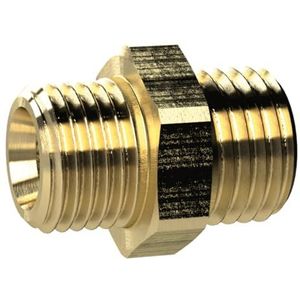 Dubbele schroefdraadstapel, M3 a., M3 a., SW 5, messing, werkdruk max. 25 bar, bedrijfstemperatuur. Maximale 150 °C.