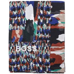 Hugo Boss, Accessoires, Dames, Veelkleurig, ONE Size, Katoen, Dames Sjaal - Open Diversen