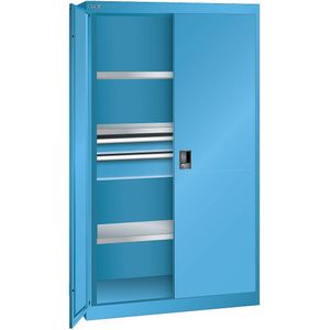 LISTA Zwaarlastkast, 3 legborden, 2 laden, lichtblauw