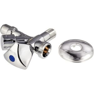 Xavax Hoekkraan (voor wasmachine of vaatwasser, metaal, chroom, met aansluiting voor machines) zilver