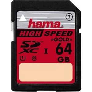 Hama SDXC 64GB klasse 10 UHS-I 22 MB/s (64 GB, SDXC, U1, UHS-I), Geheugenkaart, Zwart