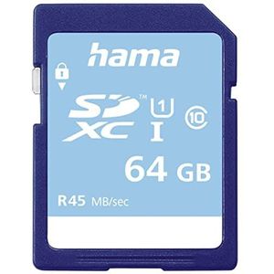 Hama Foto-geheugenkaart (SDXC voor foto/klasse 10, 64 GB - 22 MB/s) blauw