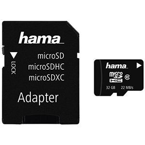 Hama Geheugenkaart voor mobiele telefoon (micro-SDHC-kaart voor telefoon/klasse 10, 32 GB - 22 MB/s, mobiele adapter) zwart