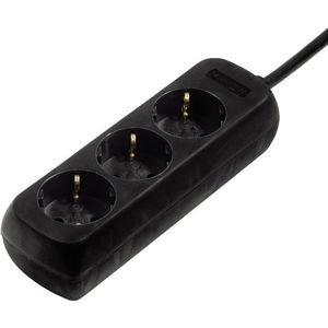 Hama stekkerdoos (3 stopcontacten, met kinderbeveiliging, 45° gedraaid stopcontacten, kabellengte 3,00 m) zwart