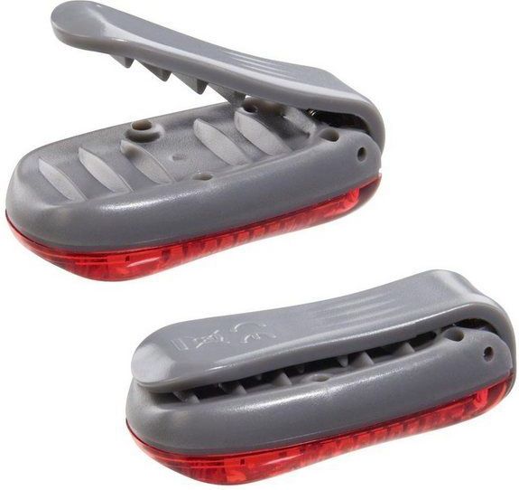 Hama Led-klemveiligheidslampen (2 leds, rode gloeilamp, werkt op batterijen, continu licht en knipperend, ideaal voor joggers, schoolkinderen, fietsers, set van 2 stuks, rood/zwart