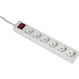 Hama - Stekkerdoos 6-Voudig met Schakelaar - Wit - 5 Meter