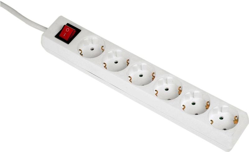 Hama - Stekkerdoos 6-Voudig met Schakelaar - Wit - 5 Meter