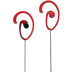 Thomson 00131829 Ear 5203 G-Shape in-ear hoofdtelefoon met microfoon (3,5 mm jackstekker, gevoeligheid: 102 dB) zwart/rood