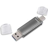 Hama USB-geheugenstick van 16 GB met USB 2 en microUSB (2-in-1 USB-stick, bijv. voor mobiele Android-telefoon, tablet, computer, notebook, pc, laptop, MacBook, OTG, 10 MB/s) mobiele telefoonstick, dubbele memorystick grijs