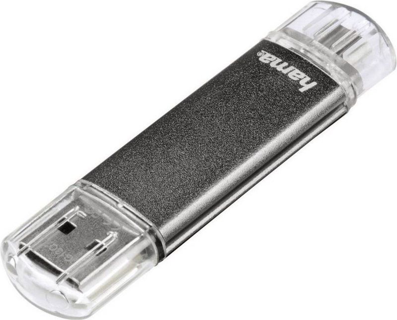Hama FlashPen Laeta Twin USB-stick smartphone/tablet Grijs 32 GB USB 2.0, Micro-USB 2.0