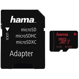 Hama Geheugenkaart voor telefoon (Micro SDXC voor telefoon/klasse 3, 64 GB - 80 MB/s, mobiele adapter) zwart