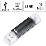 Hama FlashPen Laeta Twin USB-stick smartphone/tablet Zwart 32 GB USB 3.2 Gen 1 (USB 3.0), Micro-USB 2.0