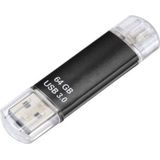 Hama FlashPen Laeta Twin USB-stick smartphone/tablet Zwart 64 GB USB 3.2 Gen 1 (USB 3.0), Micro-USB 2.0