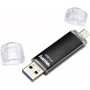 Hama FlashPen Laeta Twin USB-stick smartphone/tablet Zwart 128 GB USB 3.2 Gen 1 (USB 3.0), Micro-USB 2.0