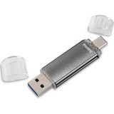Hama 128GB USB-Speicherstick mit USB 2.0 & microUSB (2-in-1 USB-Stick, z.B. für Android Handy, Tablet, Computer, Notebook, PC, Laptop, MacBook, OTG, 15MB/s) Handy-Stick, Doppel Memory-Stick grau