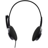 Hama PC-headset HS-P100, ultralicht, met microfoon en volumeregeling via kabel, 2 m, 3,5 mm jackstekker, zwart