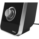 Hama - Sonic - Actieve 2.0 Luidspreker - Zwart/Zilver - USB 3.0, 3,5 mm Jack, 3 W