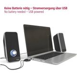 Hama - Sonic - Actieve 2.0 Luidspreker - Zwart/Zilver - USB 3.0, 3,5 mm Jack, 3 W